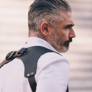 Ham cu bretele carabina piele naturala barbati elegant