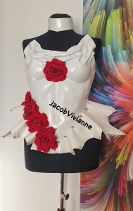 Corset Cyber Daisy - Corset plastic alb cu trandafiri - Img 3