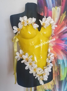 Corset Cyber Flower- Corset plastic galben - Img 1