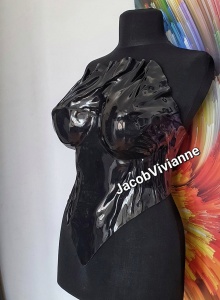 Corset Cyber Heyrha - Corset plastic negru - bust voluminos - Img 5