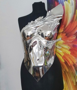 Corset Cyber Krysthal - Corset argintiu plastic tip oglinda - Img 1