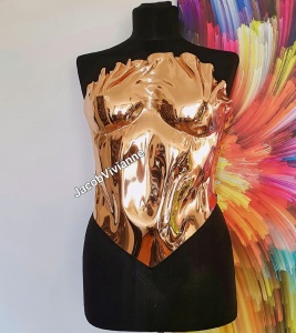 Corset Cyber Suzume - Corset auriu plastic tip oglinda - Img 1