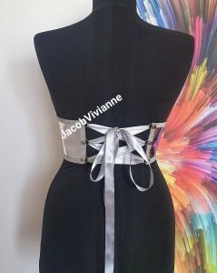 Corset Cyber Wuyky- Corset argintiu cu funda si cristale - Img 7