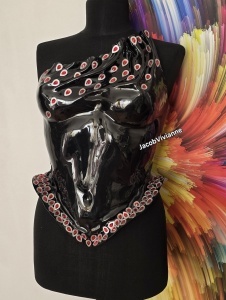top metalic negru cristale
