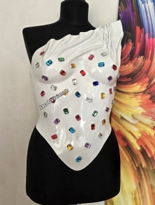 corset alb lucios din plastic