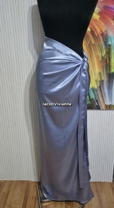 Fusta lunga satin mov deschis - Img 1