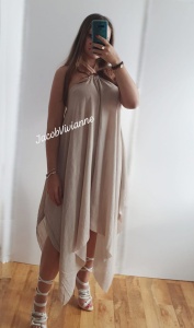 Rochie bej din IN asimetrica - Img 2