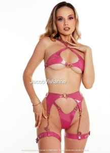 Set sutien, ham picior si chilot piele naturala - Img 1
