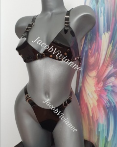 Set sutien si chilot piele naturala