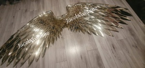 Aripi inger decor perete din piele aurie - Img 3