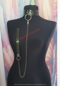 Choker cu lesa piele naturala sarpe cu reflexii - Img 1