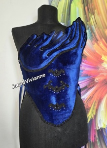 Corset albastru plastic accesorizat cu dantela Khya - Img 3
