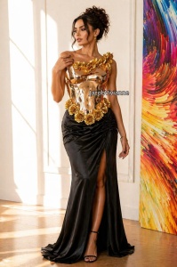 Corset auriu oglinda plastic cu flori