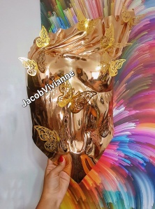 Corset Cyber Butterfly 3D - Corset auriu fluturi plastic tip oglinda - Img 2