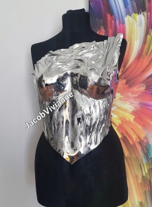 Corset Cyber Elizha - Corset argintiu plastic tip oglinda - Img 1