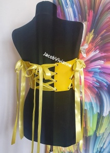 Corset Cyber Flower- Corset plastic galben cu flori - Img 4