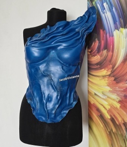 Corset cyber plastic plastic albastru efect cracked