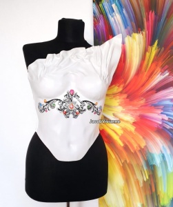 Corset plastic alb finisaj mat accesorizat - Img 2
