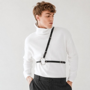 Ham piele naturala basic cu inel