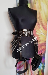 Set sutien, chilot si ham picior piele naturala, produse accesorizate  - Img 5