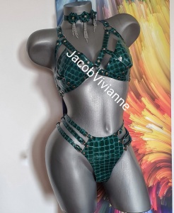 Set sutien si chilot piele naturala cangur