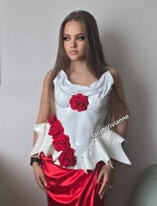 Corset Cyber Daisy - Corset plastic alb cu trandafiri - Img 1