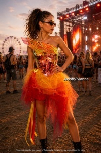 Fusta festival tulle galben portocaliu
