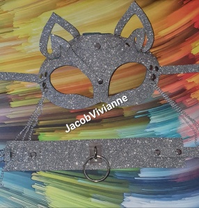 Masca Bunny piele naturala glitter