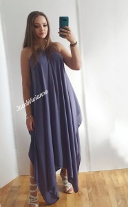 Rochie asimetrica imitatie matase naturala - Img 2