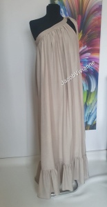 Rochie bej din IN pe un umar vaporoasa si lunga de vara - Img 2