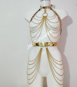 Set ham bust si brau cu lanturi piele naturala