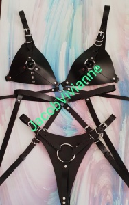 Set sutien , chilot si brau piele naturala