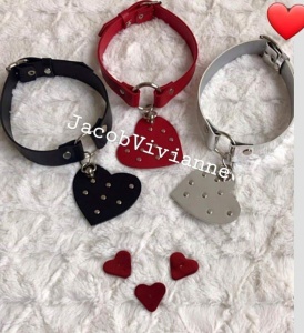 Choker cu inima si lesa piele naturala - Img 3