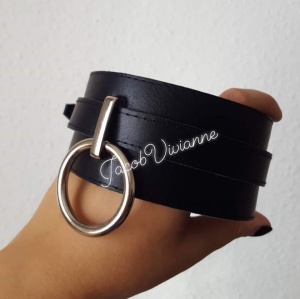 Choker piele naturala cusut dublu