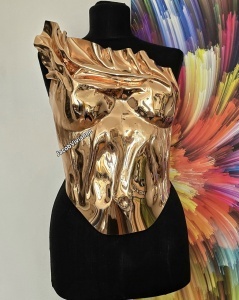 Corset Cyber Gabbyh - Corset auriu plastic tip oglinda - Img 1