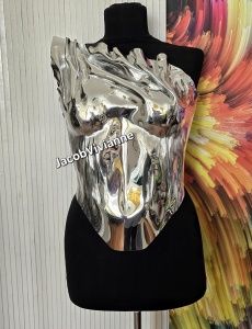 Corset Cyber Sylha - Corset plastic argintiu oglinda - Img 5