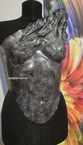 Corset plastic negru cu glitter silver