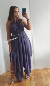 Rochie asimetrica imitatie matase naturala - Img 3