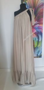 Rochie bej din IN pe un umar vaporoasa si lunga de vara - Img 3