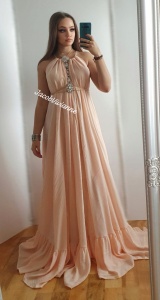 Rochie peach din IN lunga si vaporoasa - Img 1