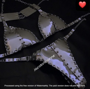 Set sutien, choker si chilot piele naturala - Img 2