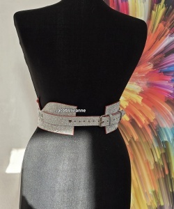 Brau piele naturala glitter cu cristale - Img 3