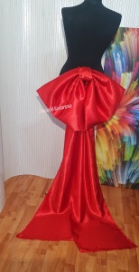 Capa/brosa funda mare rosie din satin talie cu trena detasabila - Img 5