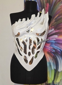 Corset Cyber - corset plastic alb decupat - Img 2