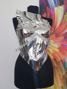 Corset Cyber Mikazuki - Corset argintiu plastic tip oglinda - Img 2