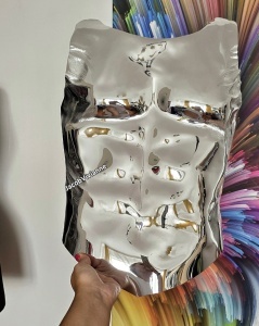 Corset Cyber plastic argintiu oglinda pentru barbati