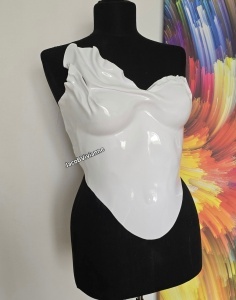 Corset Cyber Sylvi - Corset plastic alb lucios - Img 3