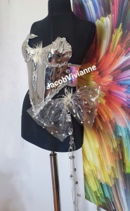 Corset Cyber Wuyky- Corset argintiu cu funda si cristale - Img 2