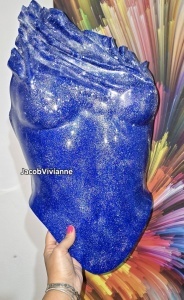 Corset plastic albastru cu glitter silver - Img 3