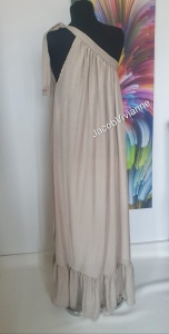 Rochie bej din IN pe un umar vaporoasa si lunga de vara - Img 4